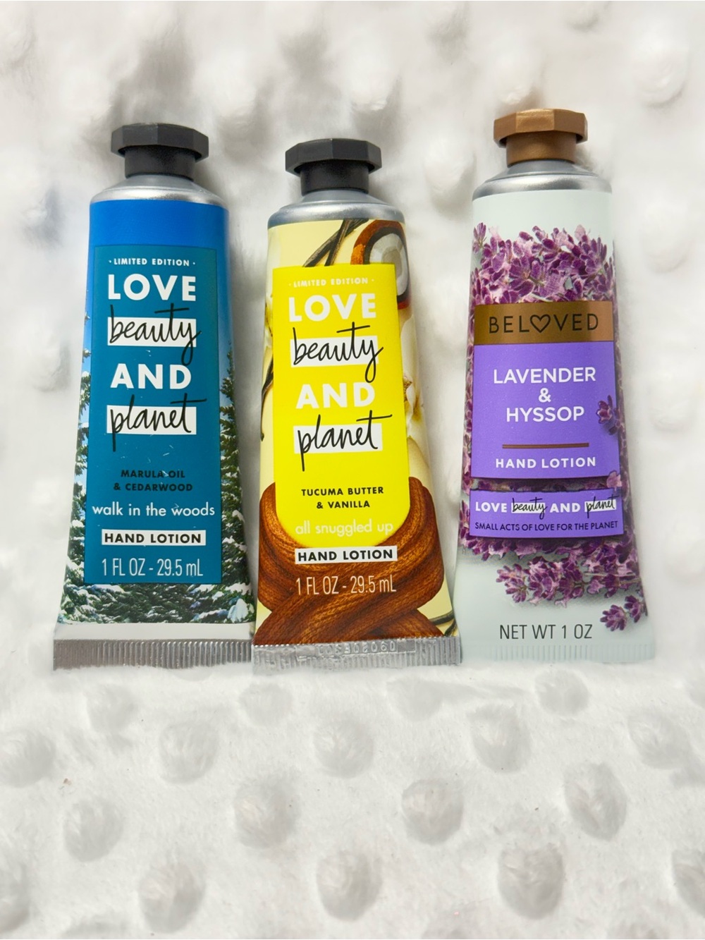 Live beauty and planet Limited Edition 3 pack of hand lotions- 1 oz each